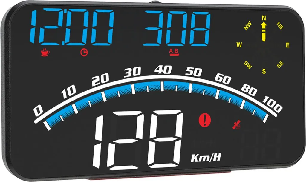 Compteur de Vitesse GPS Universel HUD Écran LED Bleu pour Voiture 5V