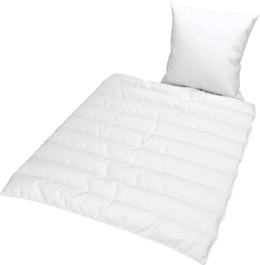 Couette et oreiller JEKATEX 135x200 cm pour toutes saisons en blanc