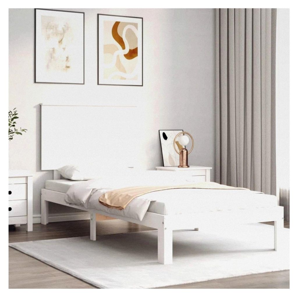 Bettgestell Weiß 100x200 cm aus Massivholz Kiefer