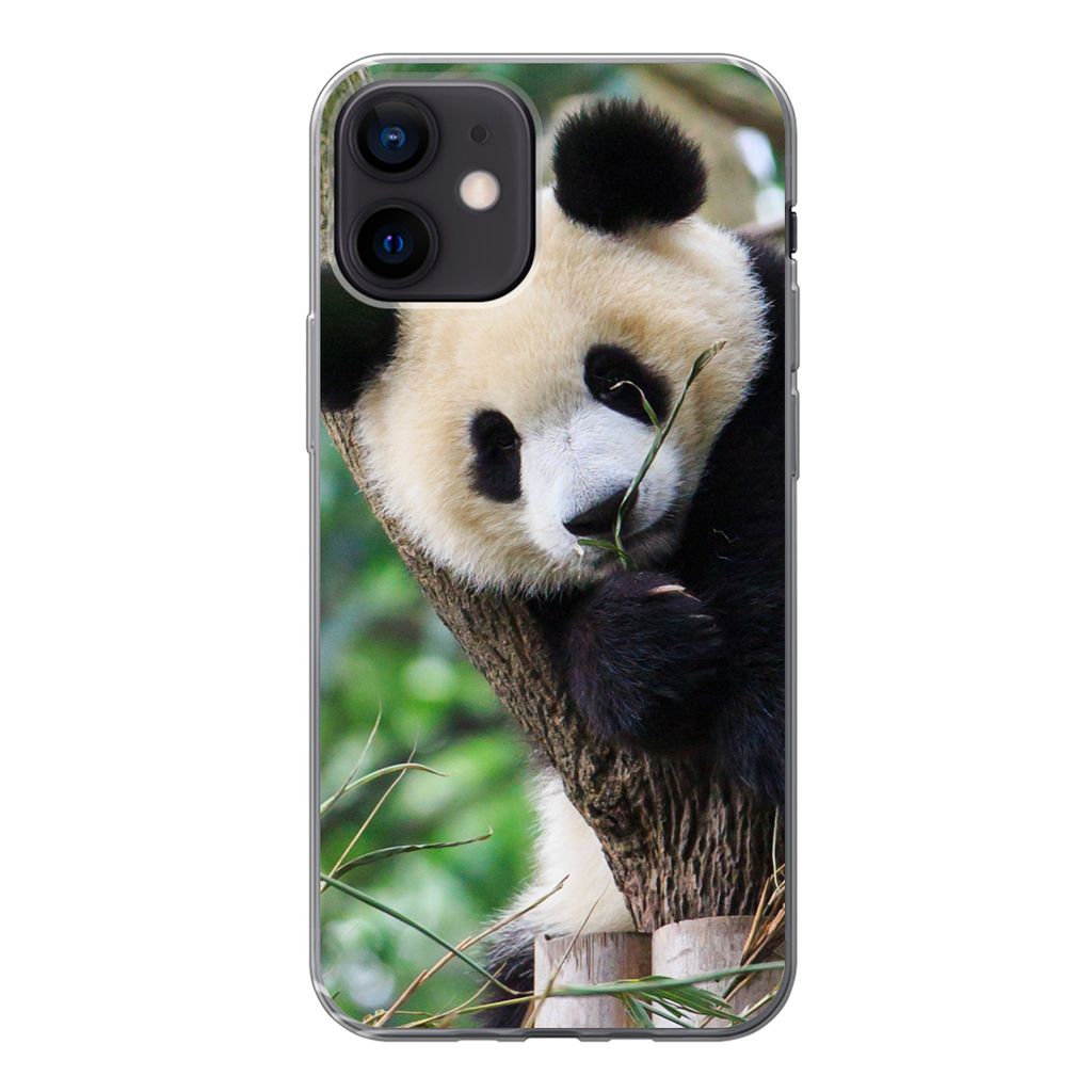MuchoWow Handyhülle Schutzhülle Hülle für iPhone 12 Panda - Tiere - Dschungel - Natur Silikon Softcase Handy Hülle - Schutzhülle