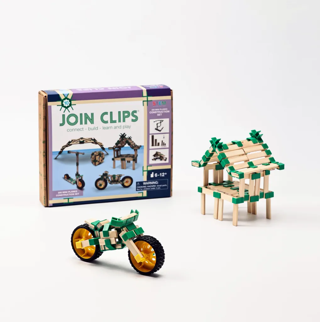JOIN CLIPS Kit de construction avec 200 mini planches de bois naturel - 2
