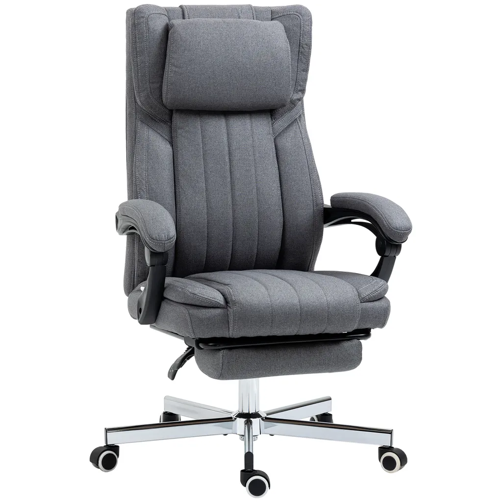 Fauteuil de bureau ergonomique inclinable avec appui-tête gris foncé