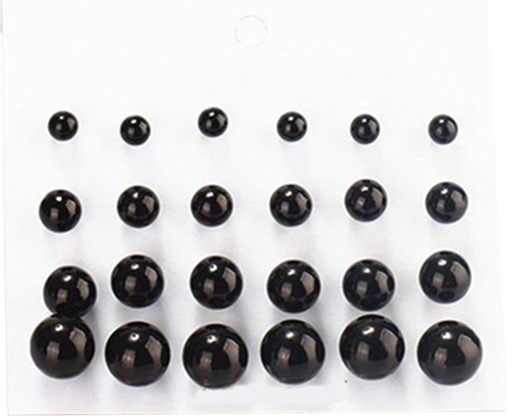 12 Paar attraktive elegante Kunstperlen-Ohrstecker für Partys-Schwarz