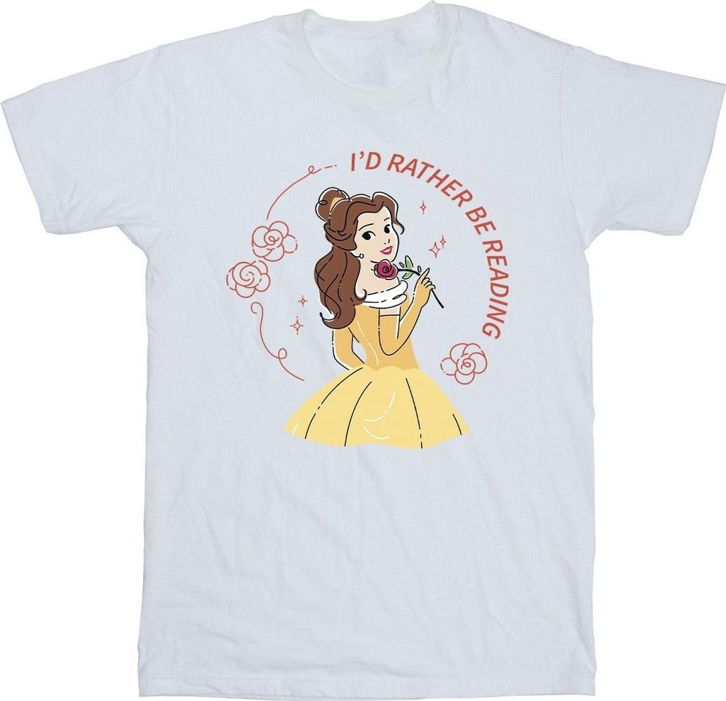 Disney - "Beauty And The Beast I'd Rather Be Reading" T-Shirt für Herren BI15989 (5XL) (Weiß)