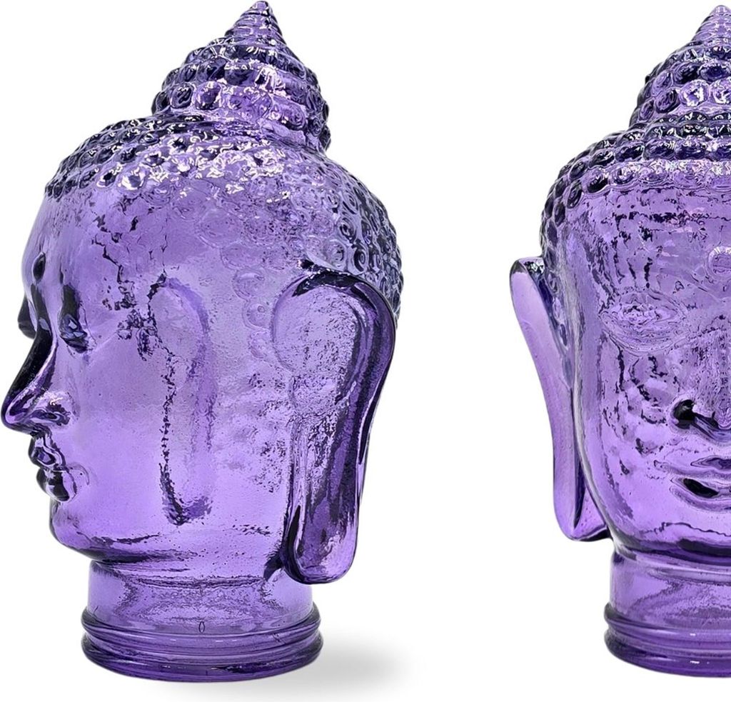 DEKOKOPF BUDDHA | Glas, Dekoration für Garten und Wohnung | Farbe: T05 violett