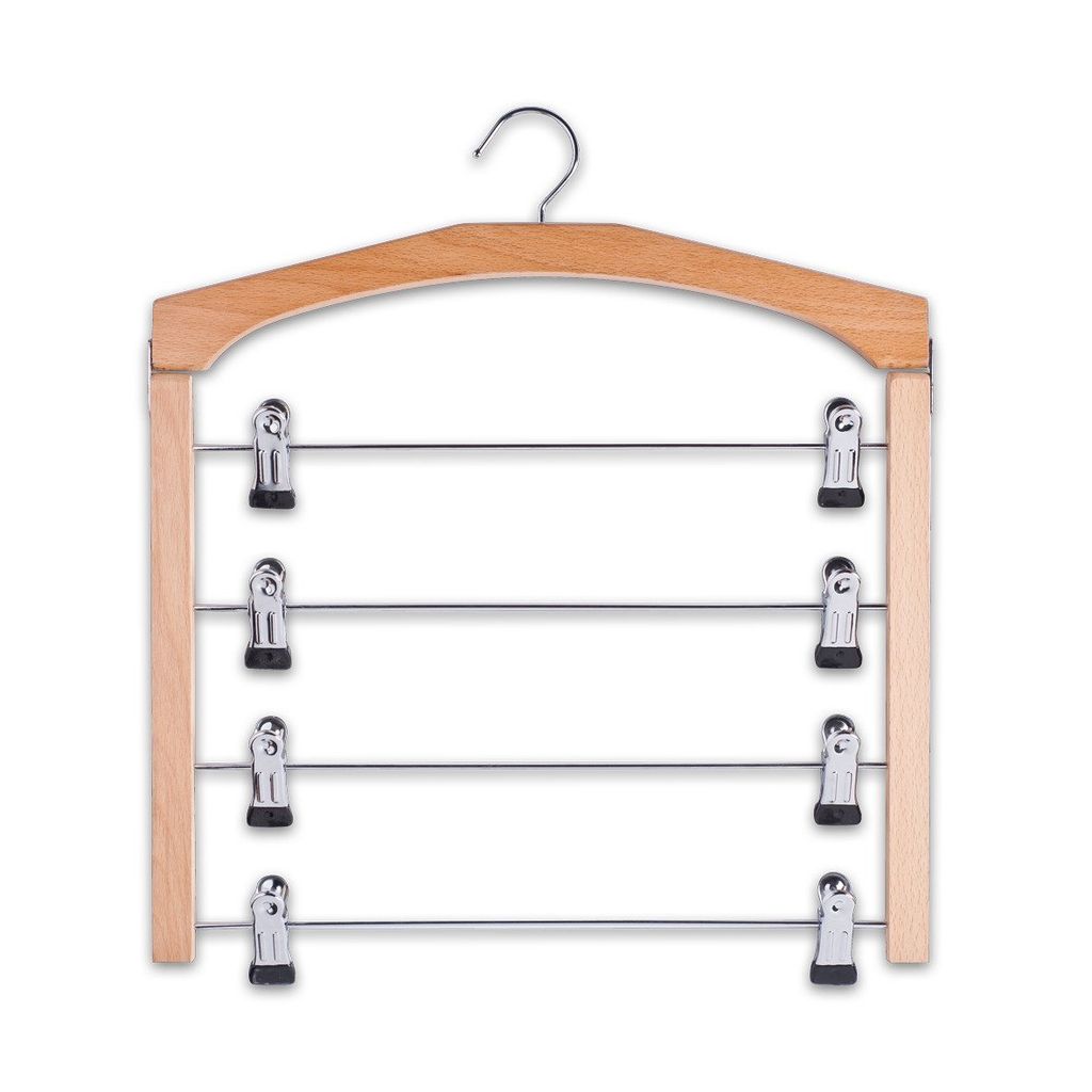 Zeller Mehrfach-Rockbügel, Buche/Metall verchromt 43x2,5x39