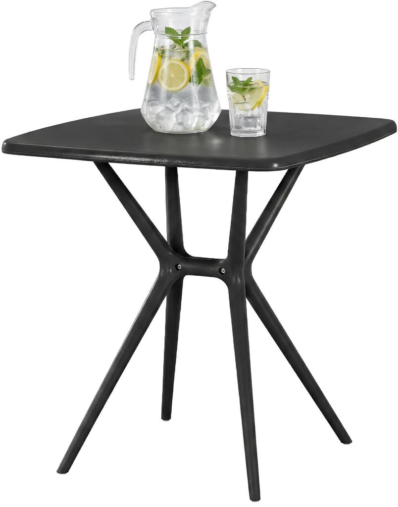 CLP Gartentisch Becky eckig 72 x 72 cm wetterfest winterfest UV-beständig schwarz