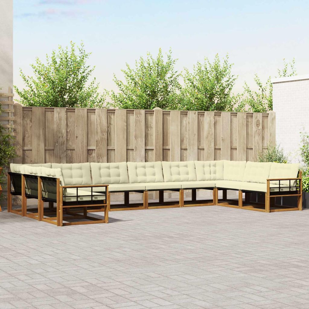 "Neues Produkt" Outdoor-Sofagarnitur ANTI-UV - CLORIS - mit Kissen - 10 pcs - Natur und Creme - Modern Gartensofas V988