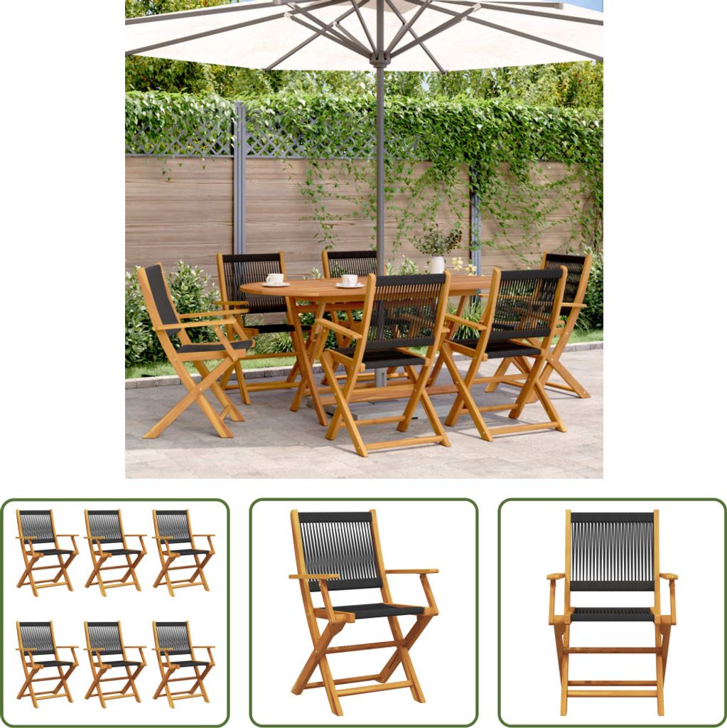 The Living Store Gartenstühle 6 Stk. Klappbar Schwarz Produktbild 