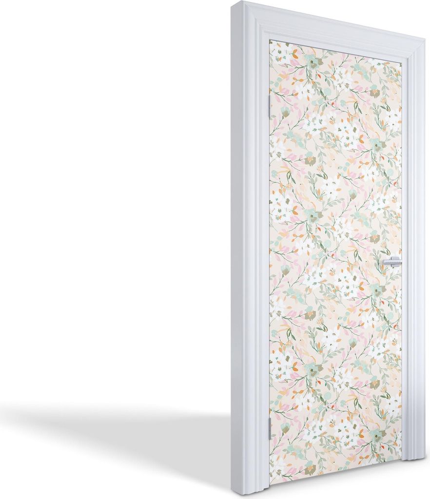 Türaufkleber Innentüren Selbstklebende Kreativ Wandsticker - Pastellfarbenes Blumenmuster - 75 x 205 cm