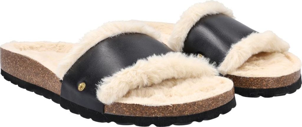 Hey Marly Sandalette CASUAL CORK FUR, Rauleder, Schwarz, Damen