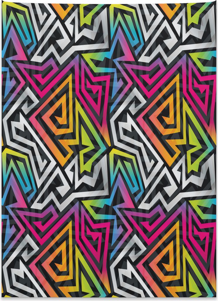 Abakuhaus urban Graffiti Wandteppich, Regenbogen Labyrinth aus Weiches Mikrofaser Stoff Kein Verblassen Klare Farben Waschbar, 110 x 150 cm, Mehrfa...