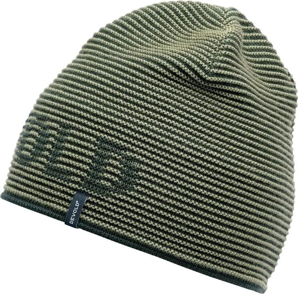 Bonnet Devold Vert 58 cm en Tricot Côtelé Mérinos Doux et Respirant