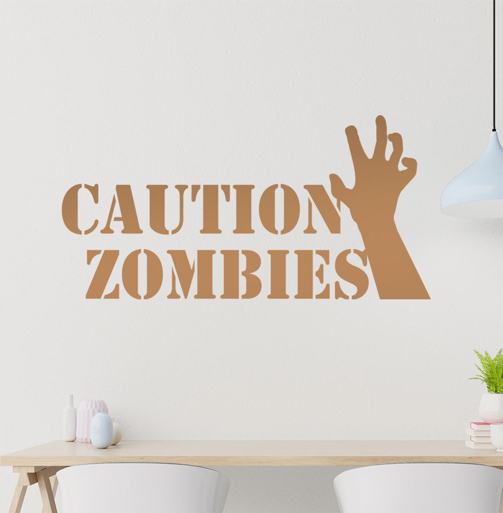 Caution Zombies Wandtattoo in 6 Größen - Wandaufkleber Wall Sticker - Dekoration, Küche, Wohnzimmer, Schlafzimmer, Badezimmer