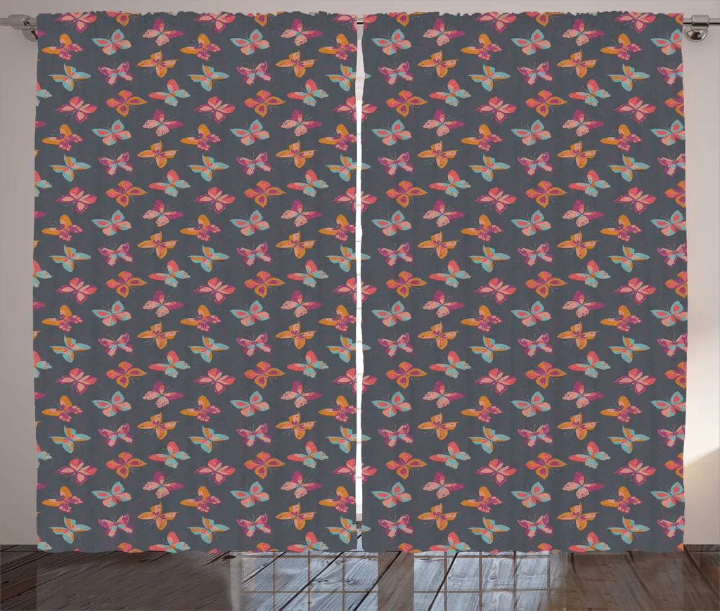 Tenda Decorativa Farfalle Vivaci ABAKUHAUS Viola Blu 280x175 cm