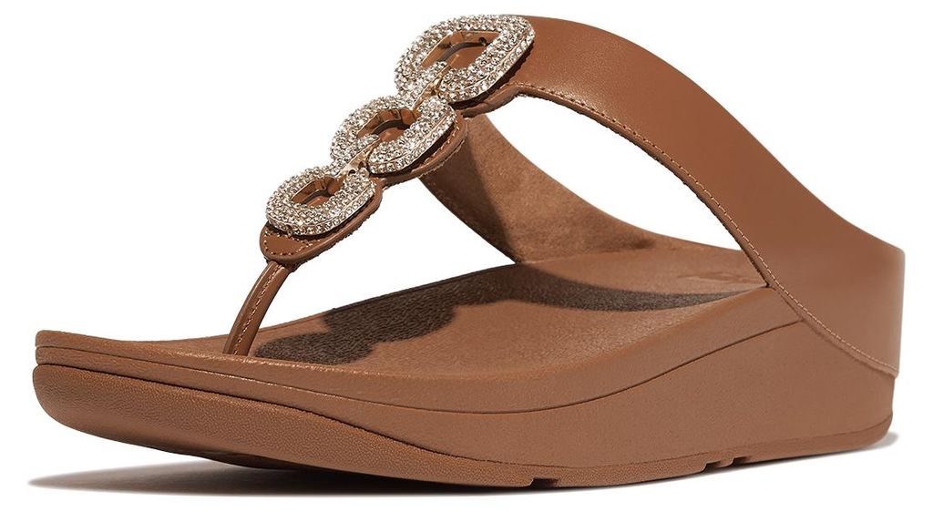 FITFLOP FitFlop Fino Crystal-Chain Leather Toe-Post Sandals Produktbild 