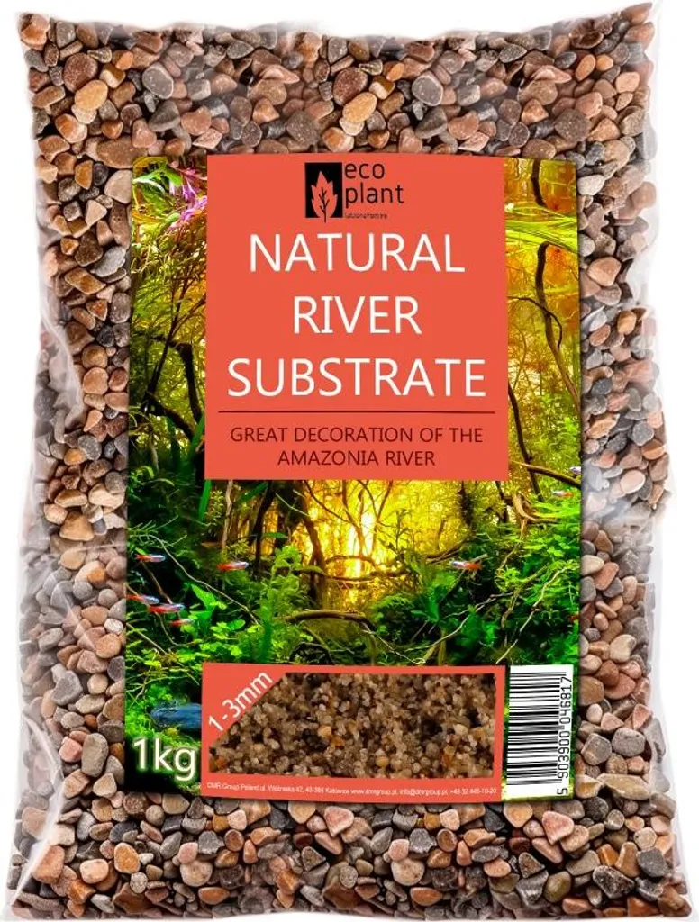 Eco Plant Fiume Naturale 1kg - Ghiaia per Acquario 1-3mm Naturale