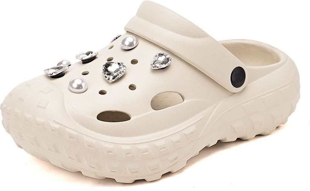 Diamond Pearl Schuhdekoration Passend für Clog Sandalen, Fashion CLOG Schuh Charms Zubehör für Mädchen Frauen, Khaki, 36-37, EVA