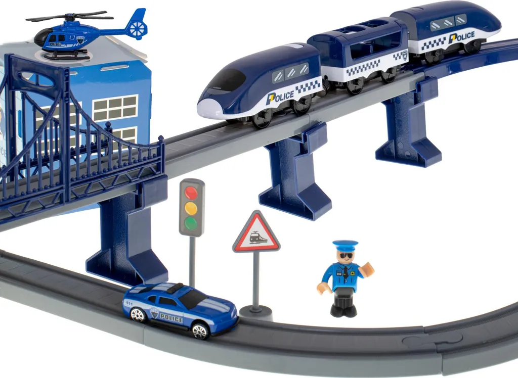 Circuit de train de police électrique de 3 mètres avec 92 accessoires - 2