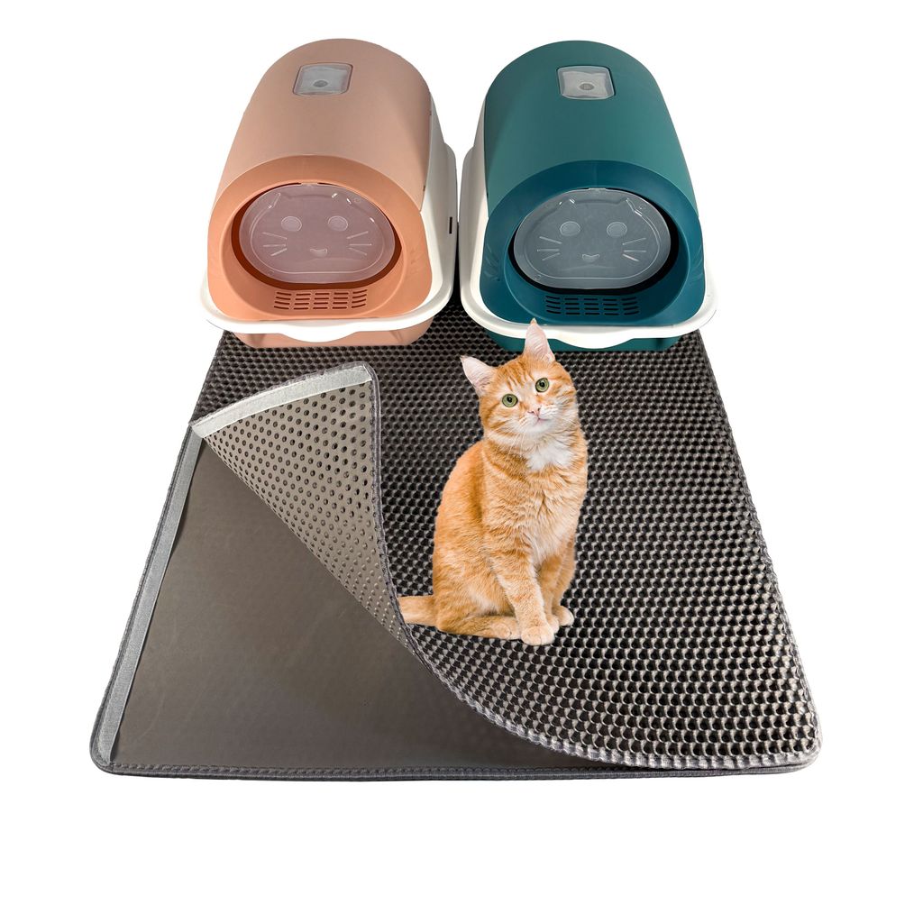 LINUMA Katzenklo XXL Matte 90x76cm Grau, Katzenklo Matte, Katzenstreu Matte, Katzenmatte Katzenklo, Matte Katzenklo Unterleger, Katzenstreumatte,...