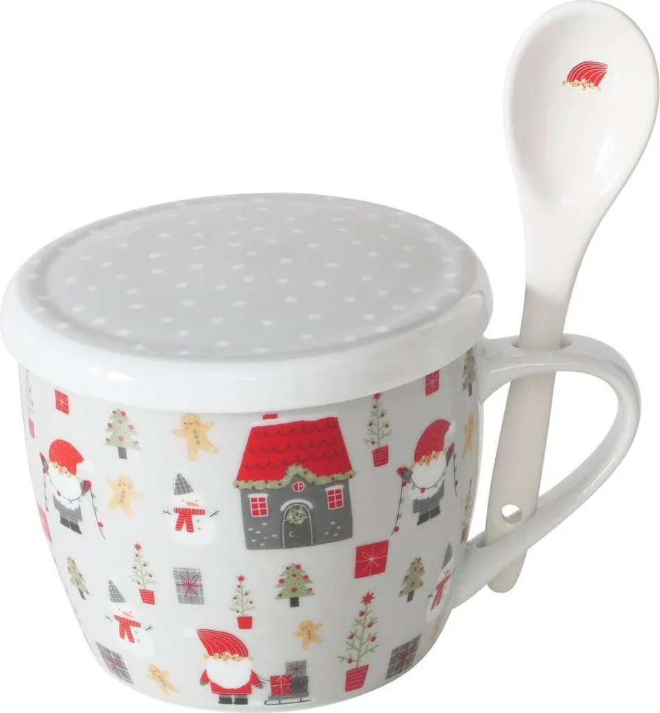 Tazza natalizia Jumbo con coperchio e cucchiaio MONTI, 600 ml