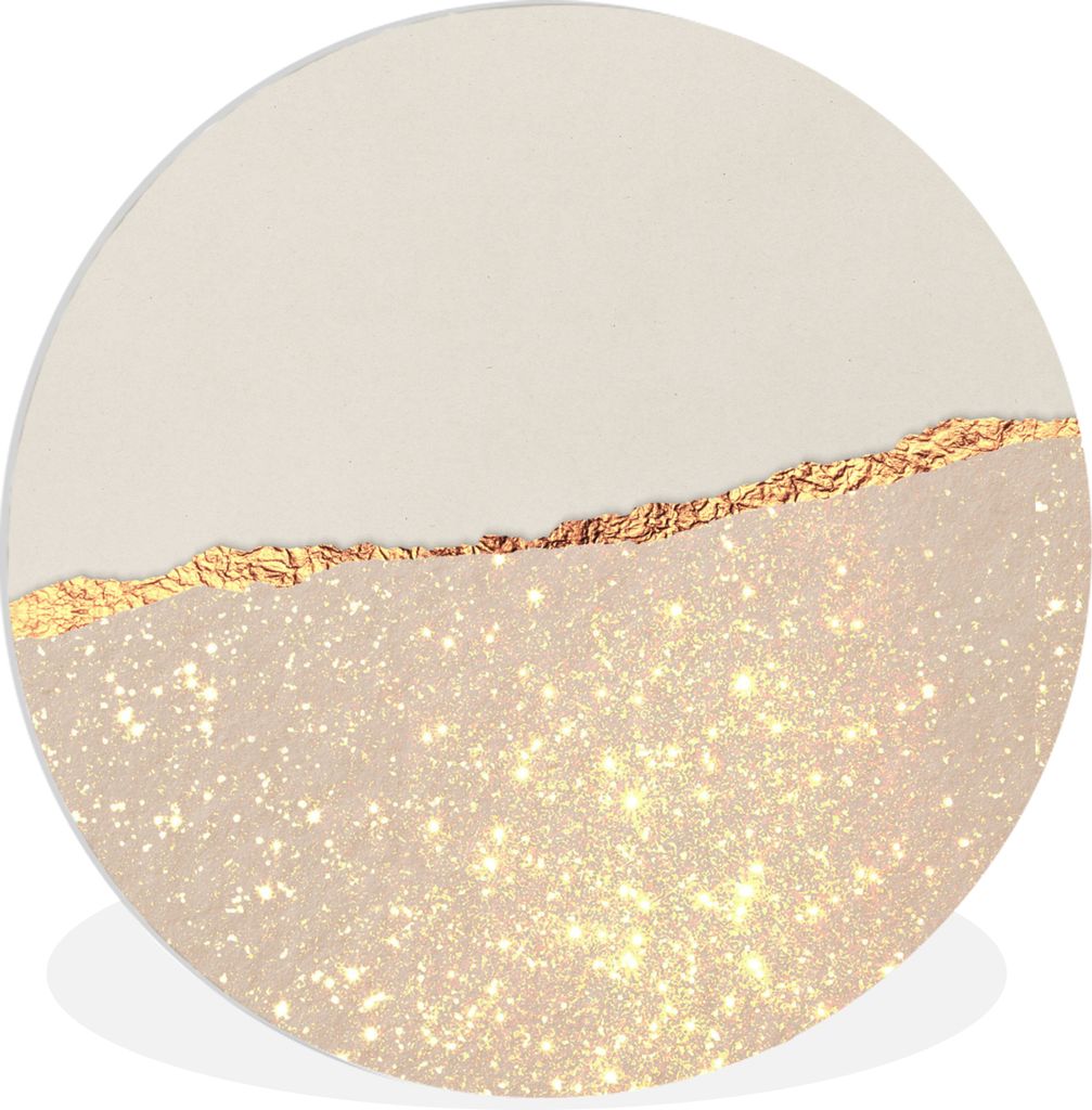 MuchoWow Rundes Wandbild - Runde Bilder Gold - Rosa - Glitzer - Schick - Design Ø 30 cm Kreis Wanddekoration Kunststoff - Wandkreis - Wandschmuc...