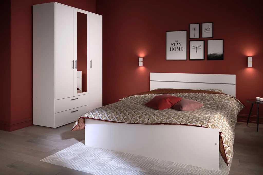 Lit 140x190 cm BOSTON blanc avec structure robuste et design moderne - 10
