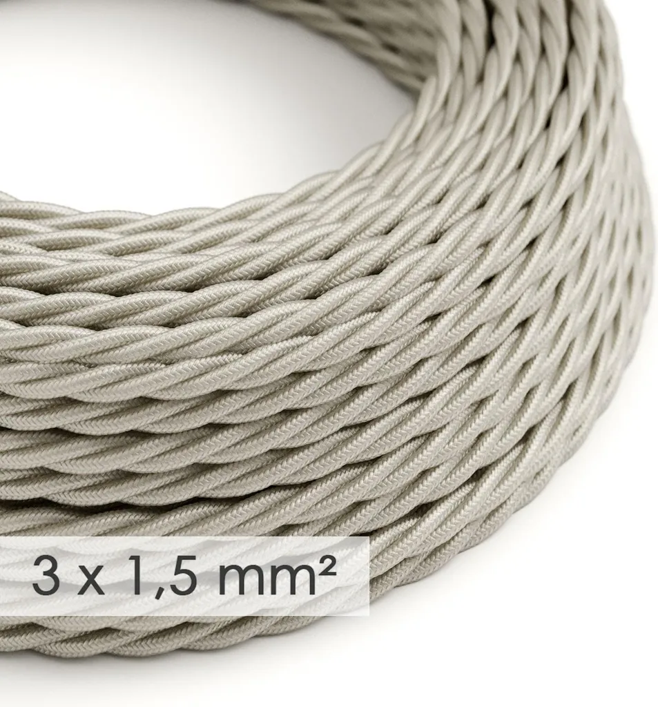 Câble textile large section 3x1,50mm² Ivoire TM00 soyeux de 10 mètres