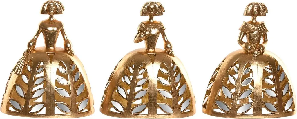 Objet Déco Maison Home ESPRIT Doré - Idée Cadeau Intérieur - Lot de 3