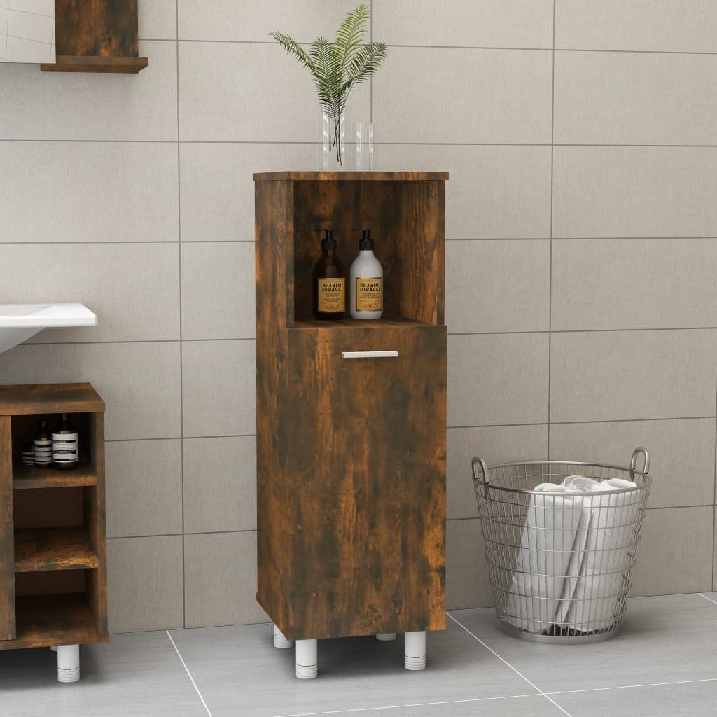 "2026 Promotion" Badschrank - Badregal - Räuchereiche 30x30x95 cm - Holzwerkstoff - Badezimmer CC28001