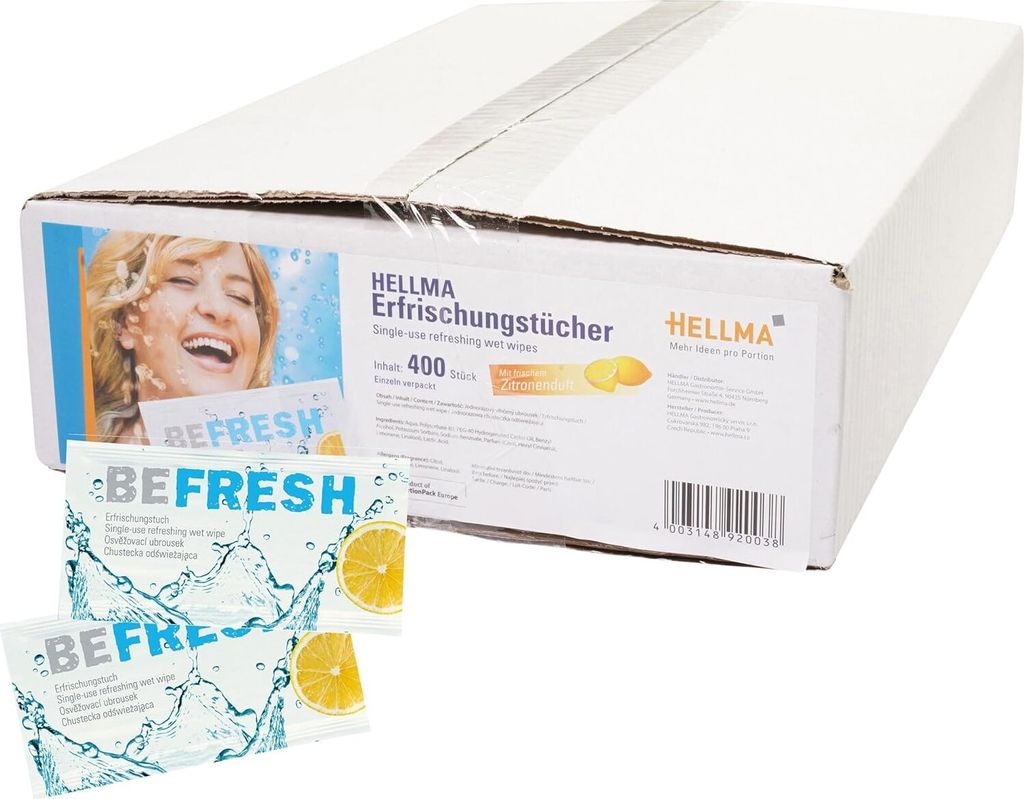 HELLMA Erfrischungstuch "befresh" im Karton 400 Tücher