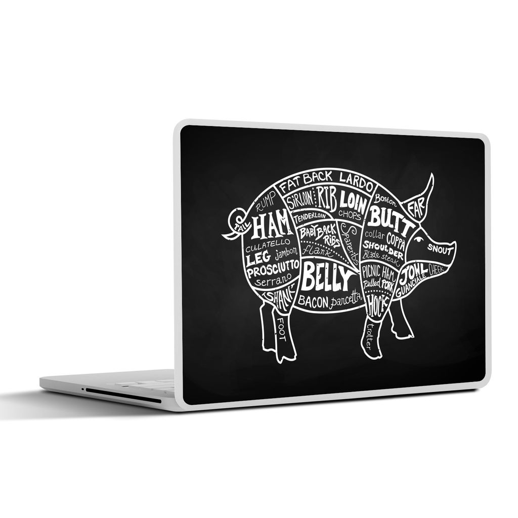 MuchoWow Laptop Aufkleber Sticker Cover Schwein - Fleischer - Fleisch 30x21 cm - Sticker für Laptop - Selbstklebend