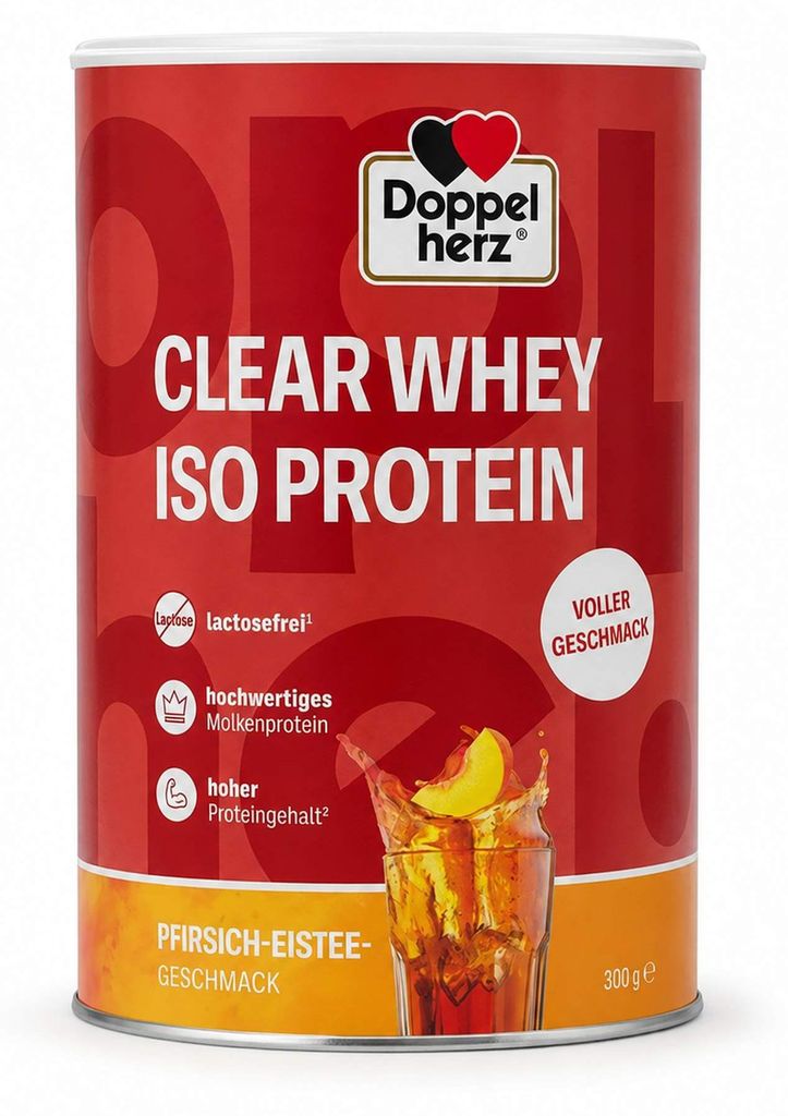 DOPPELHERZ Clear Whey Iso Protein Pfirsich-Eistee 300g PZN Produktbild 