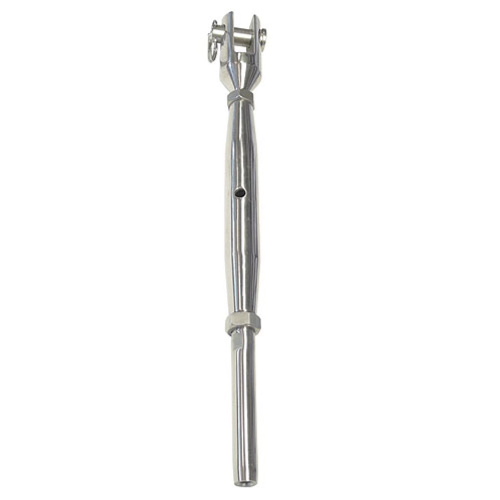 Wantenspanner, Gabel-Terminal, gedrehte Form, Edelstahl V4A, M6 / DS-Ø 3mm