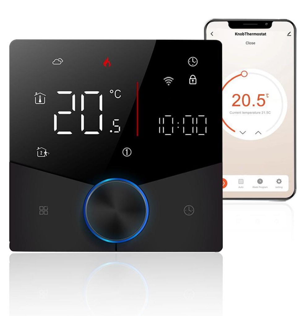 Smart Tuya WiFi-Thermostat, Digital LED Raumthermostat Sprachsteuerung Wandthermostat fuer 3A Kesselheizung Fussbodenheizung mit dimmbarer Lichtfar...