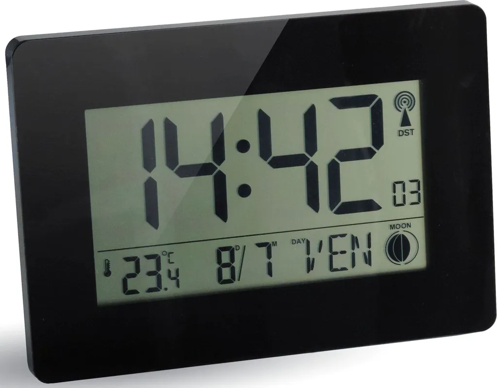 Horloge murale à affichage digital 22,9x16,2x2,7cm noir LCD lisible