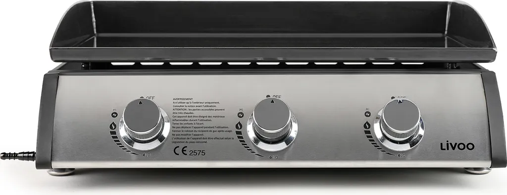 Plancha gaz Livoo DOC277 avec plaque en acier émaillé 7.5kW 61x38cm