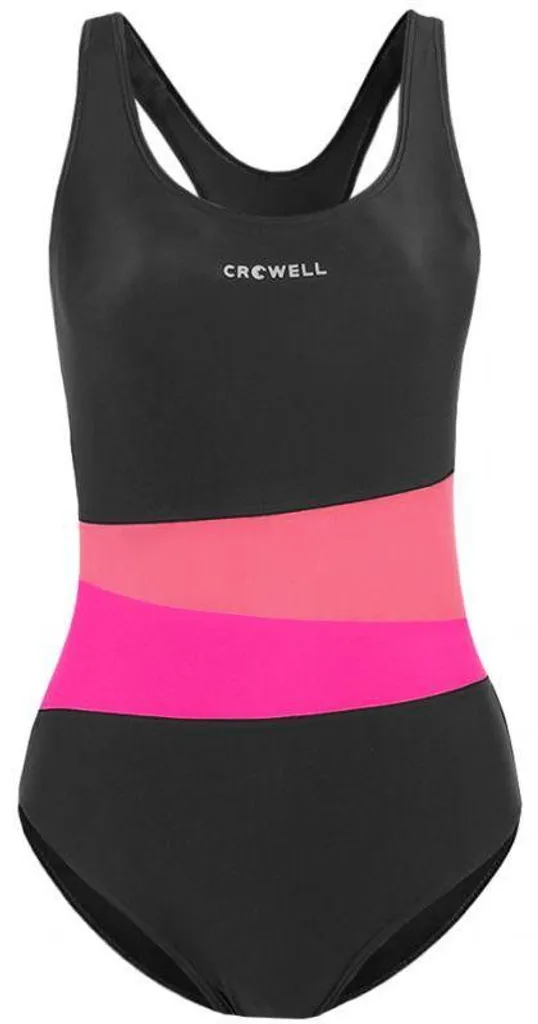 Maillot de Bain Gainant Crowell Lola Noir Rose Anti-Chlore Taille 42