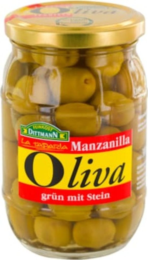 Feinkost Dittmann Manzanilla Gourmet Oliven grün mit Stein Produktbild 