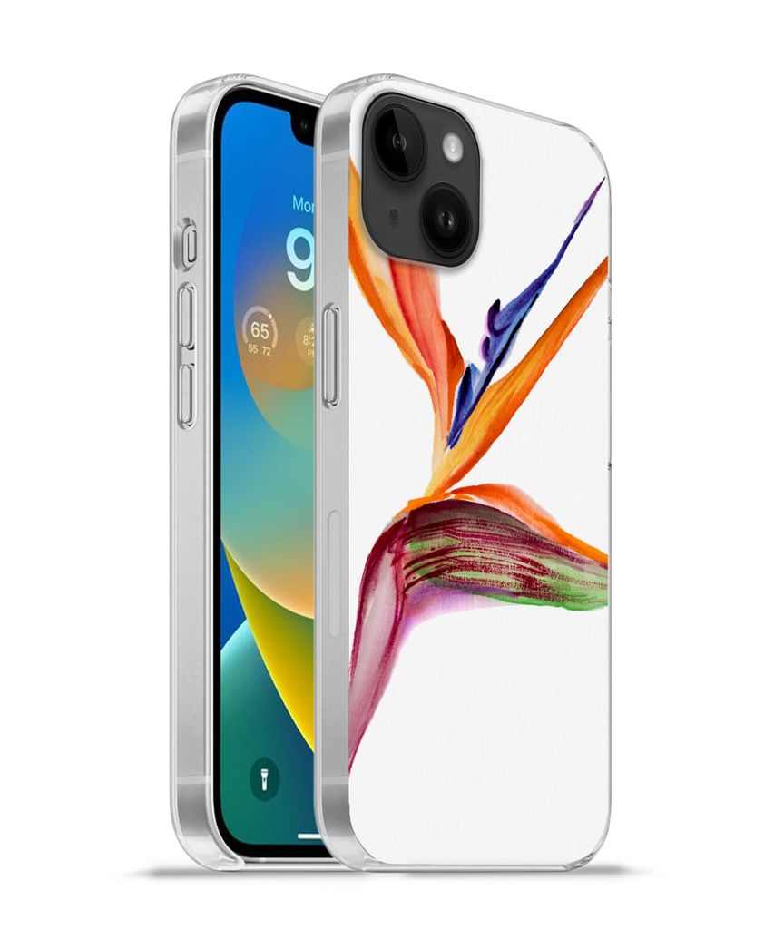 MuchoWow Handyhülle Schutzhülle Hülle für Apple iPhone 14 Plus - Soft case Strelitzia - Aquarell - Blumen Silikon Softcase Handy Hülle - Abb...