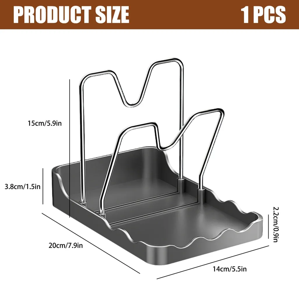 Support couvercles de cuisine multifonction et repose-cuillère compact