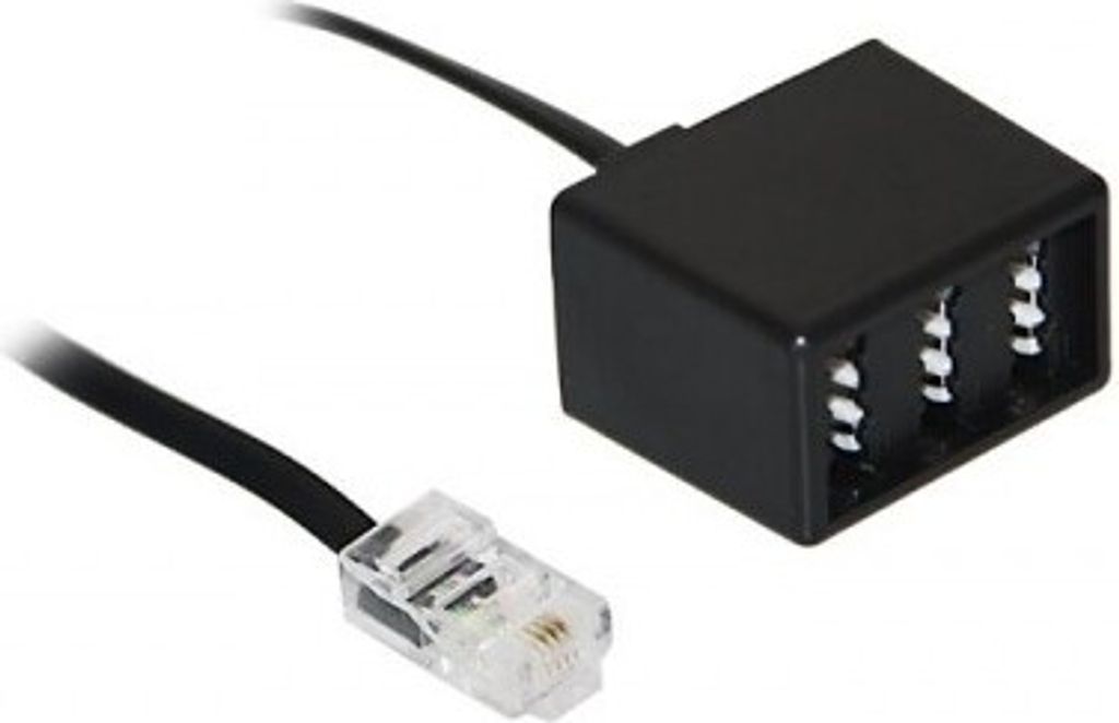 Goobay 68025, 0,2 m, RJ-45, 3 x TAE (N,N,F), Schwarz, Produktbild 