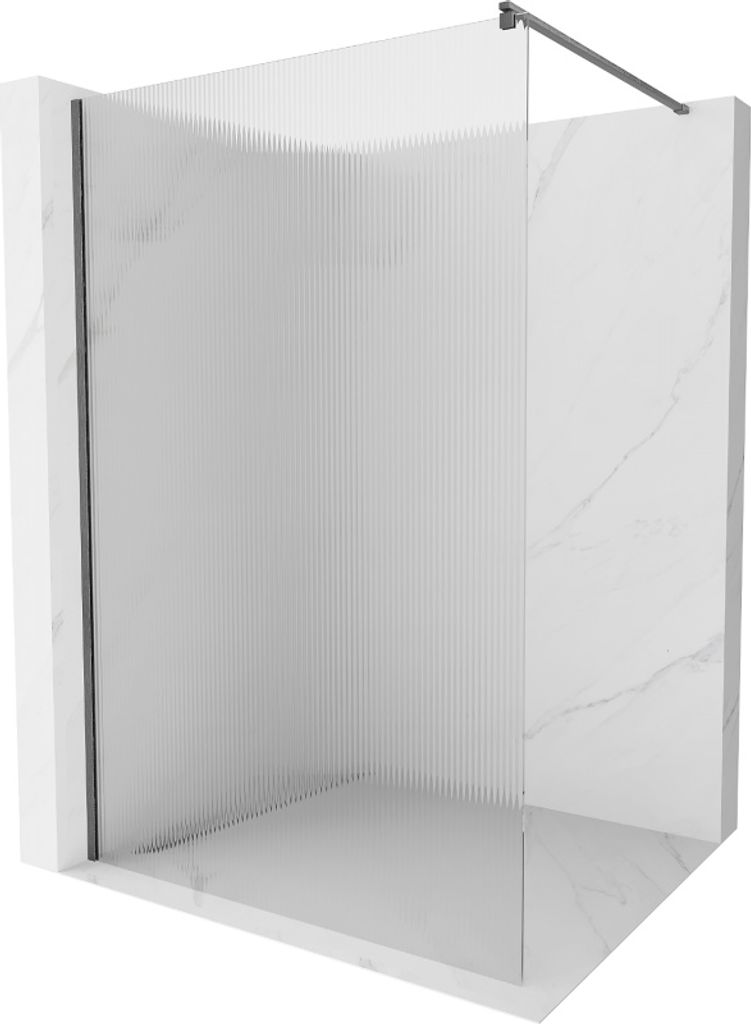 Mexen Kioto Walk-in-Duschwand 110x200 cm, Rillen, Gun Gray, 8 mm Glas