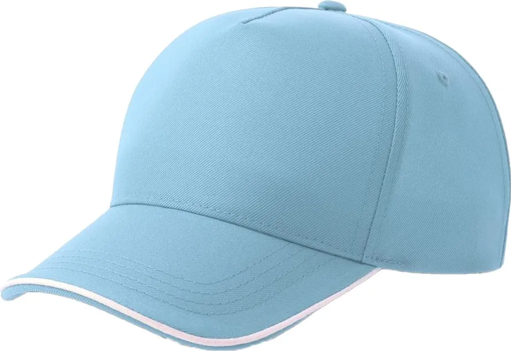 Atlantis Headwear - Cappellino da baseball "Recy Five Piping" per uomo/donna unisex, strutturato, materiale riciclato AB742 (taglia unica) (azzurro/bianco)
