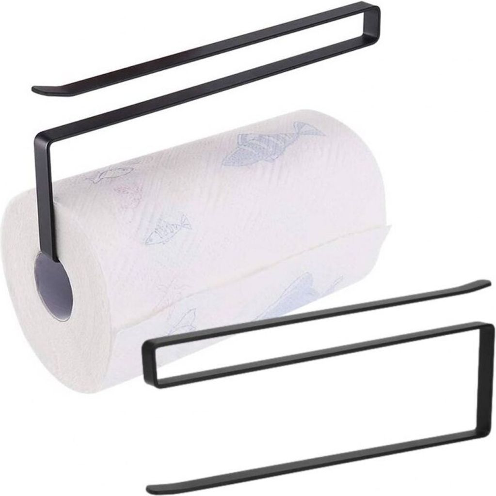Schwarzer Küchentuchhalter L 26cm, ohne Bohren, für Produktbild 
