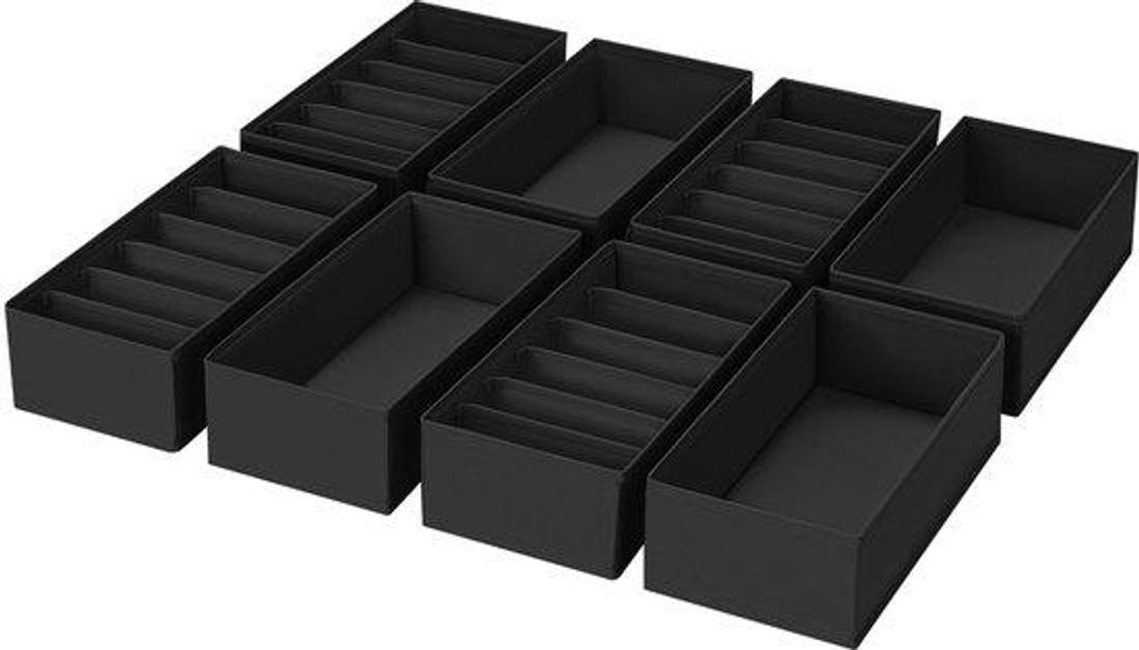 Schwarzes Organizer-Set, 8-teilig, 30x15x9cm, für Kinderbekleidung und Socken