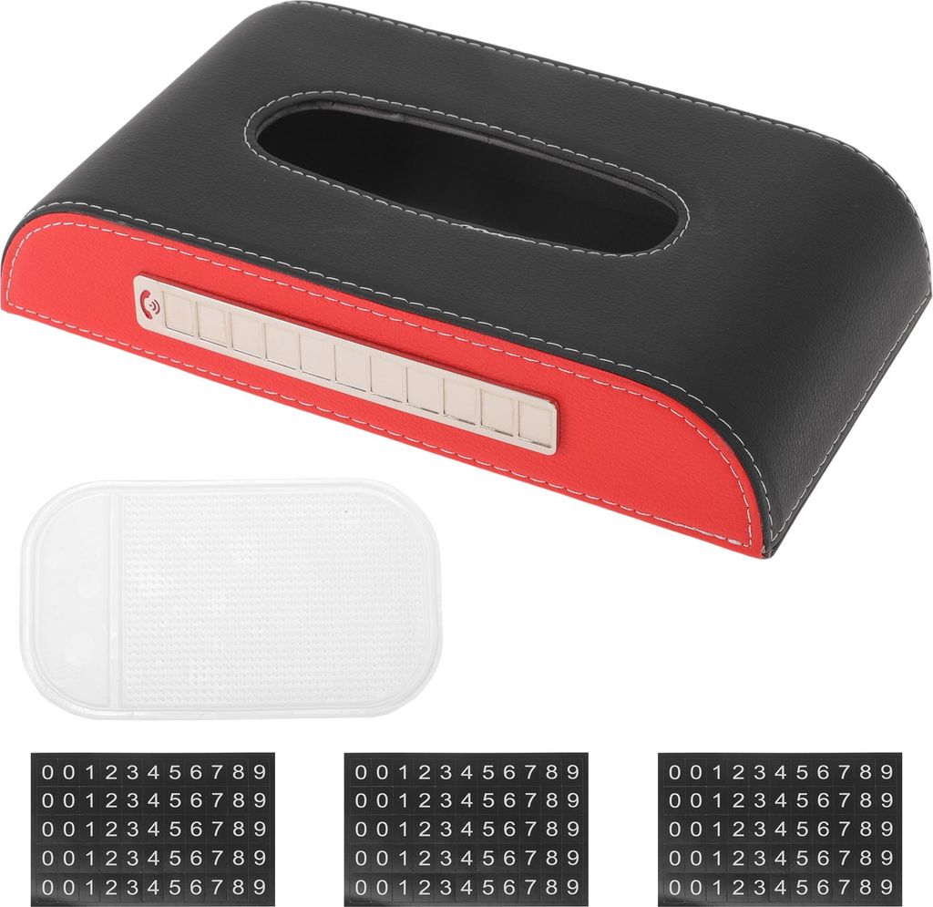 Autotaschenhalter Mit Antirutschmatte Autotaschenbox-Organizer Mit Nummernschild Polyurethan9.25"x5.12"x1.77" Schwarz Rot 1 Stück