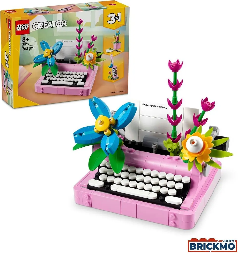 Machine à écrire LEGO Creator 31169 avec fleurs, objet de collection rétro - 42