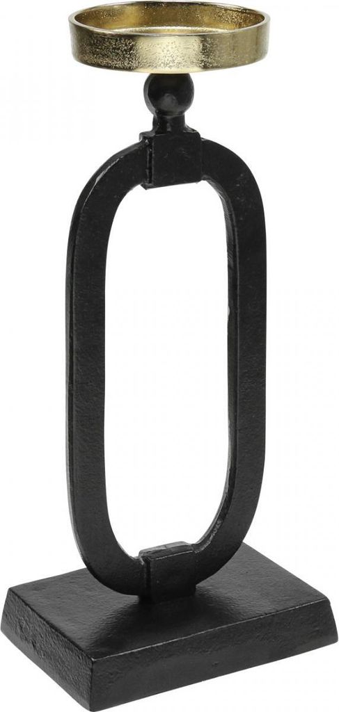 Eleganter Gusseisen Kerzenständer in Schwarz-Gold, Antik-Stil, Teelichthalter Ø10,5cm H36cm - Stilvolle Tischdeko für jede Jahreszeit