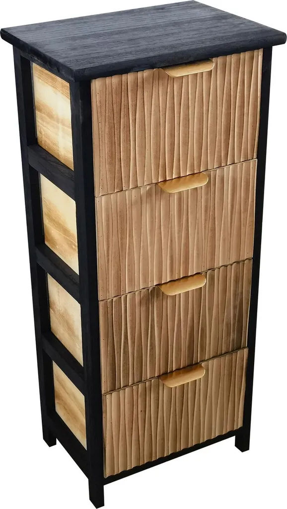 Mobiletto Legno Milani Home Marrone Chiaro - Organizzazione 4 Cassetti